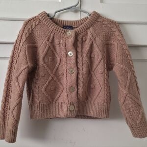 French Pink Cable Knit Cardigan - Sparkle Buttons